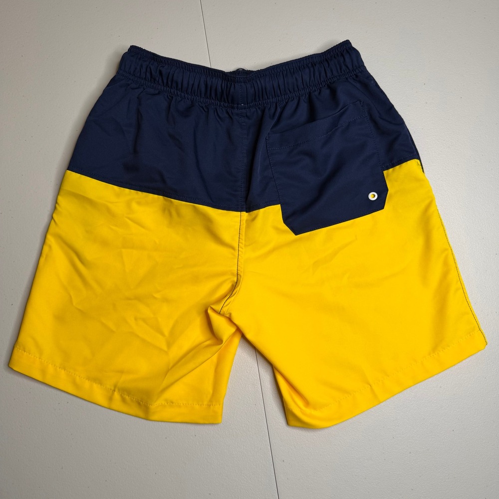 Speedo Mens Small Swim Trunks Navy Blue Yellow Colorblock Mesh Lined - Picture 10 of 12